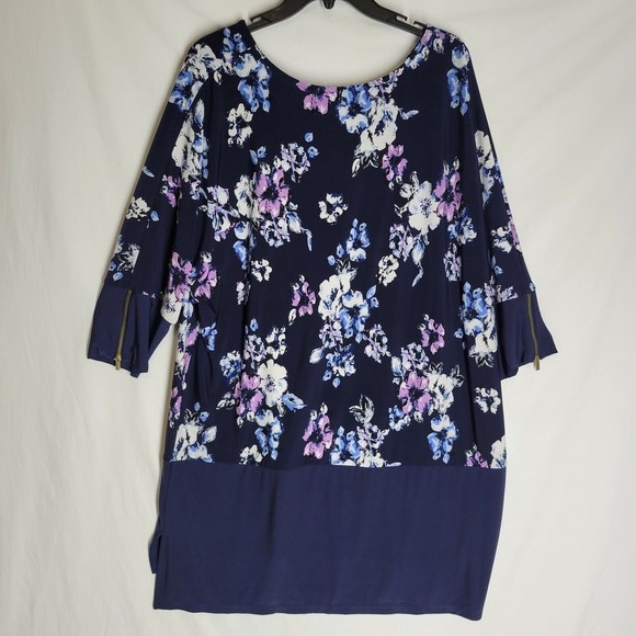 Woman Within Shirt Dress Multicolor Floral Print Sleeve Zip Detail Large 18/20 - Picture 5 of 7